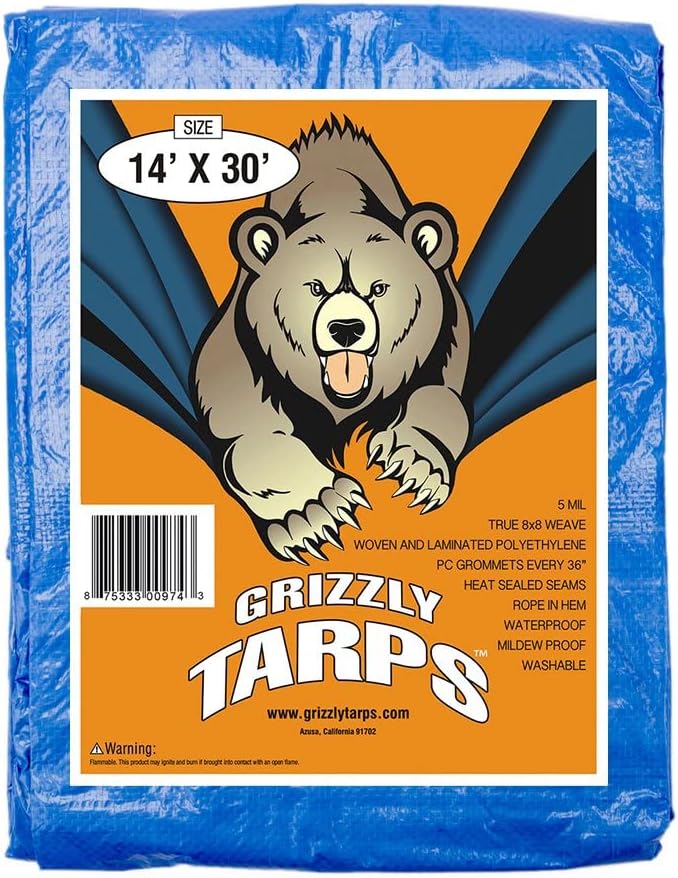 air tarp B-Air Grizzly 14' x 30' Waterproof Woven Polyethylene Tarp, BA-GT-BL-1