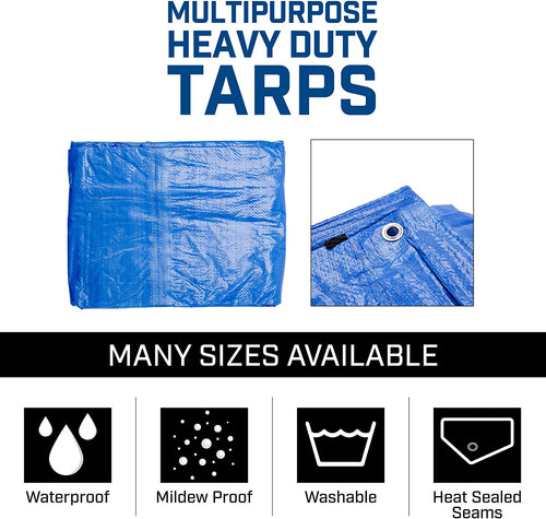B-Air Grizzly 14' x 30' Waterproof Woven Polyethylene Tarp, BA-GT-BL-1430, 5 mil, Blue