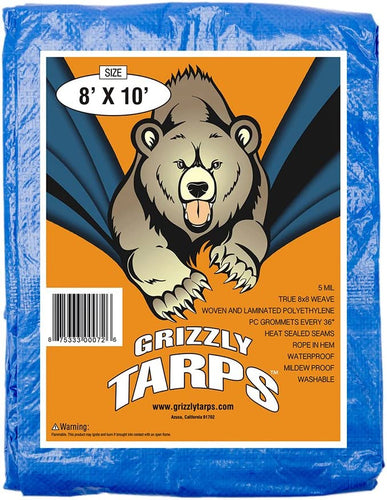tarp bulli B-Air Grizzly 8' x 10' Waterproof Woven Polyethylene Tarp, BA-GT-BL-81