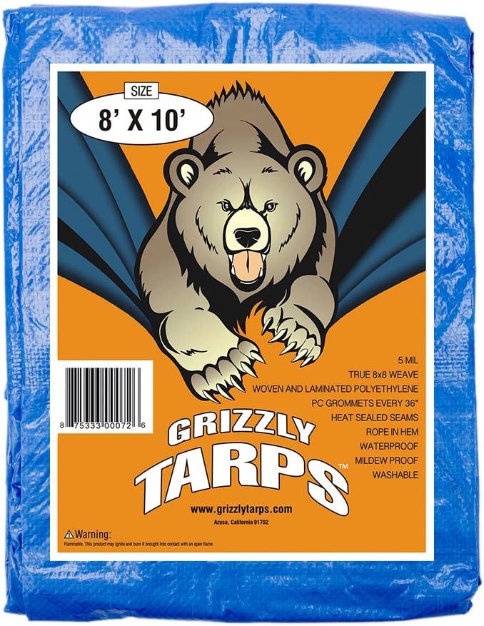 B-Air Grizzly 8' x 10' Waterproof Woven Polyethylene Tarp, BA-GT-BL-81